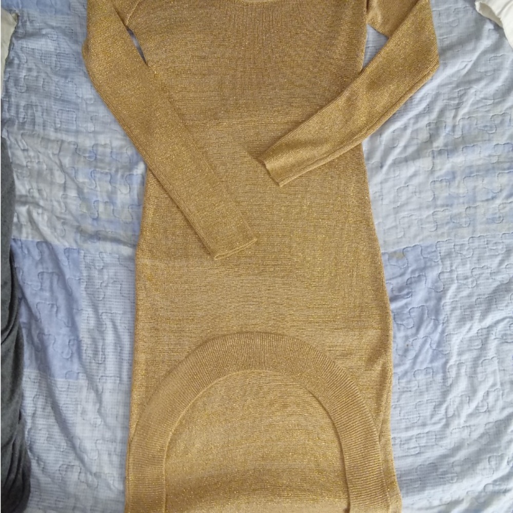 WOW Couture Gold Cowl Neck Sweater